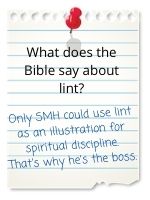 Only SMH can use lint as an illustration for spiritual discipline. That's why he's the boss.